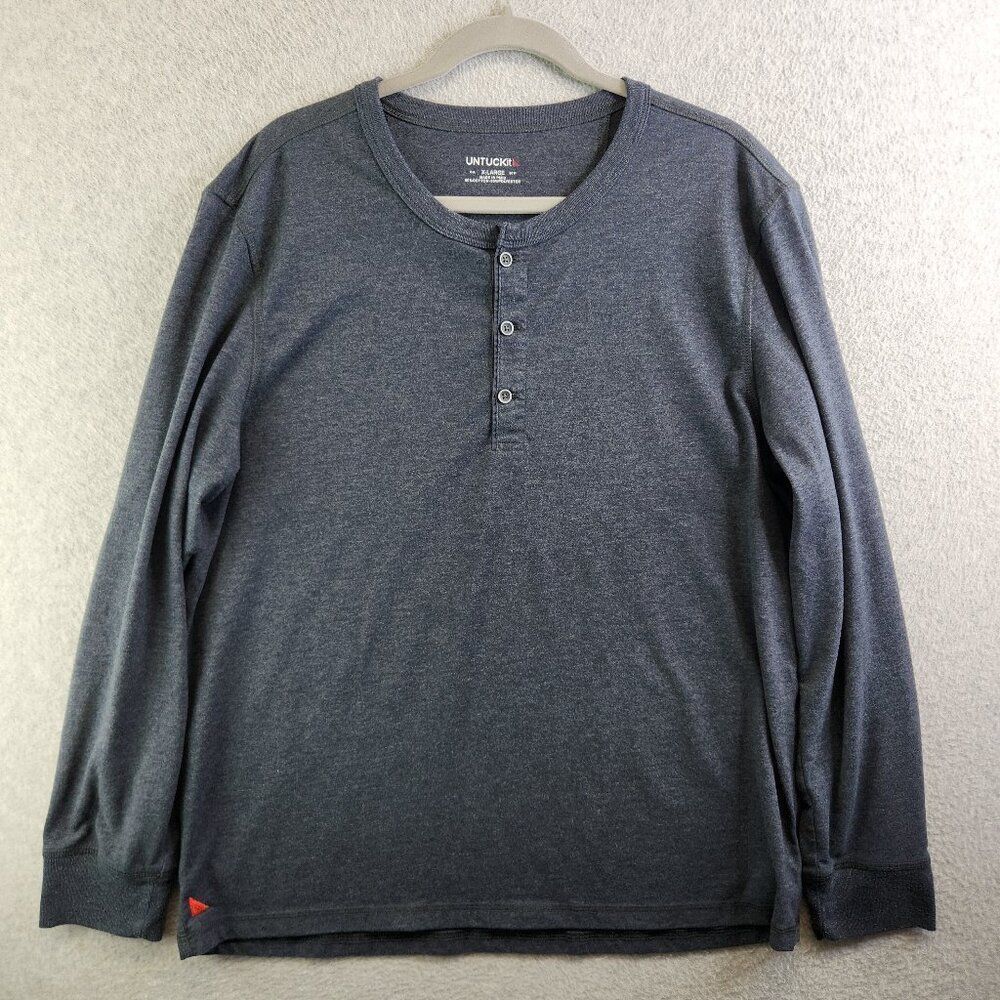 Untuckit Shirt Mens XL Gray Henley Albarino Outdoor Cabin Woodsman Base Layer